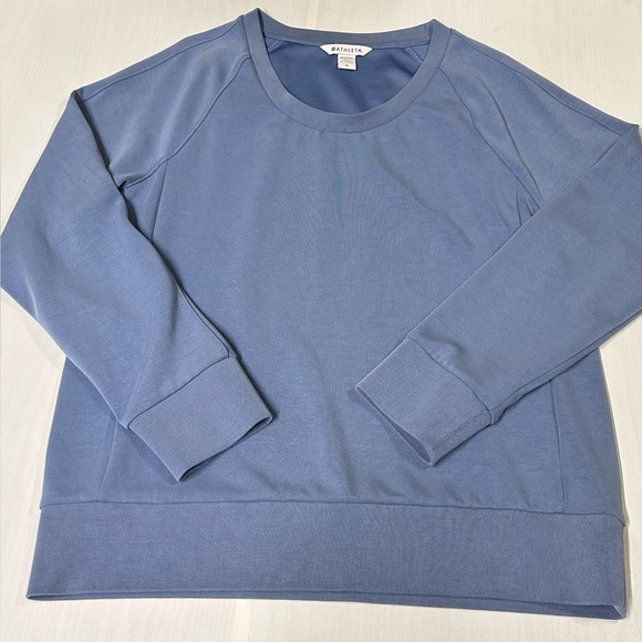 Athleta Seasoft Scoop Neck Sweatshirt Blue Modal Stretch Blend Size M - Picture 11 of 11